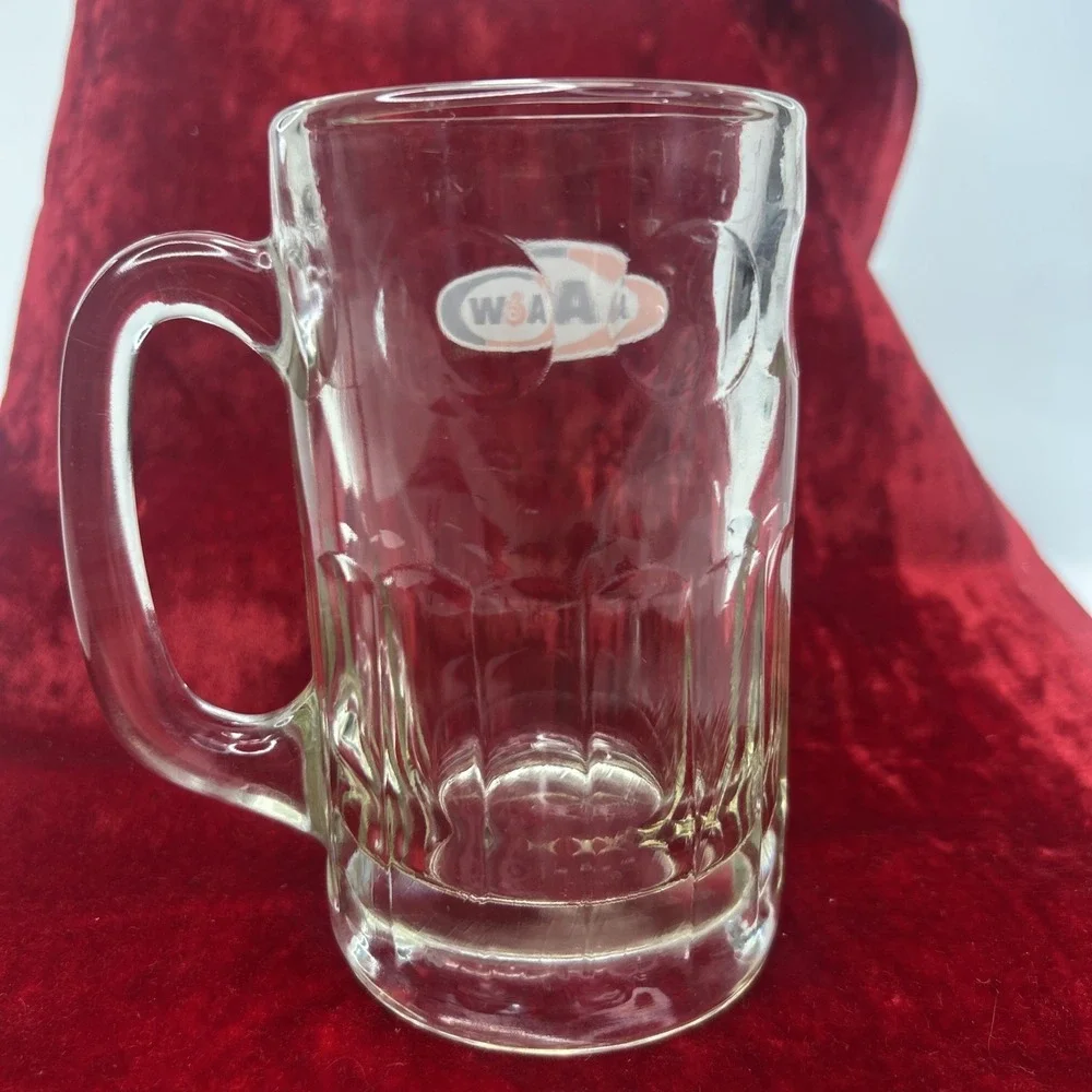 VTG 90s‎ A&W Root Beer Mug 6'' Tall Dimple Ribbed Thick Heavy Glass Big Handle